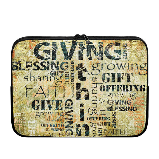 Giving And Tithing Religious Words Print Laptop Sleeve