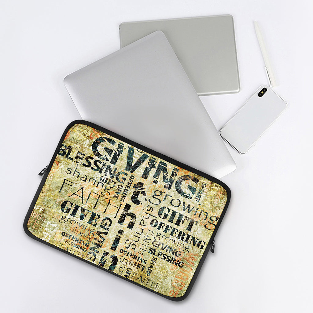 Giving And Tithing Religious Words Print Laptop Sleeve