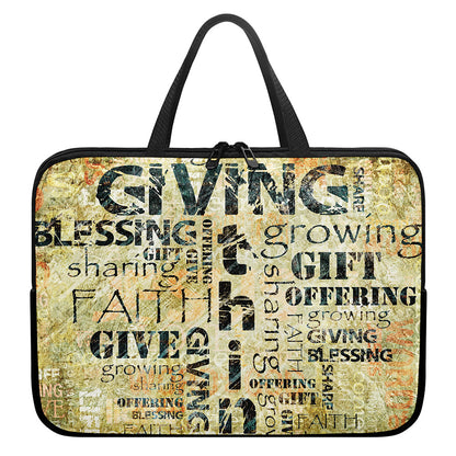 Giving And Tithing Religious Words Print Laptop Sleeve With Handle
