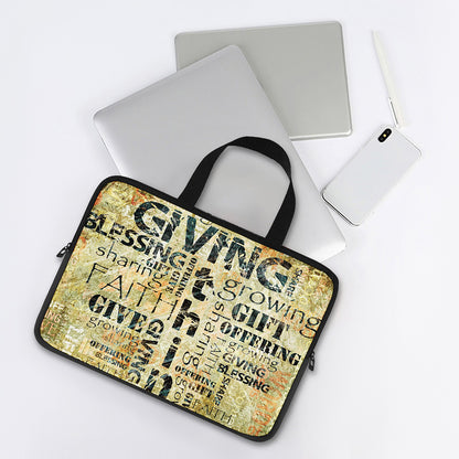 Giving And Tithing Religious Words Print Laptop Sleeve With Handle