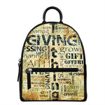 Giving And Tithing Religious Words Print Leather Backpack