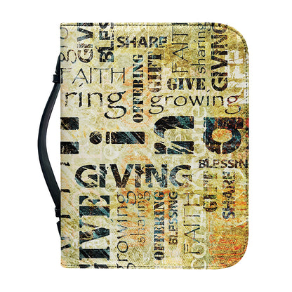 Giving And Tithing Religious Words Print Leather Bible Cover