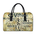 Giving And Tithing Religious Words Print Leather Duffel Bag