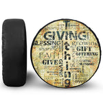 Giving And Tithing Religious Words Print Leather Spare Tire Cover