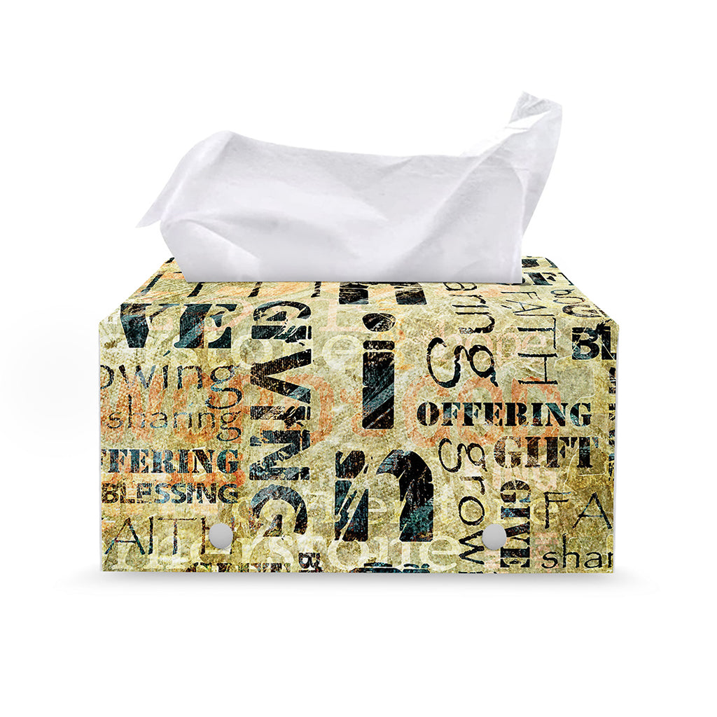 Giving And Tithing Religious Words Print Leather Tissue Box Cover