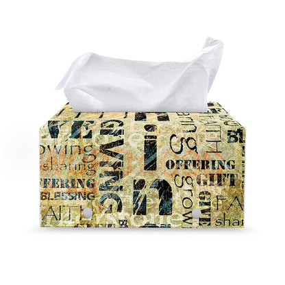 Giving And Tithing Religious Words Print Leather Tissue Box Cover