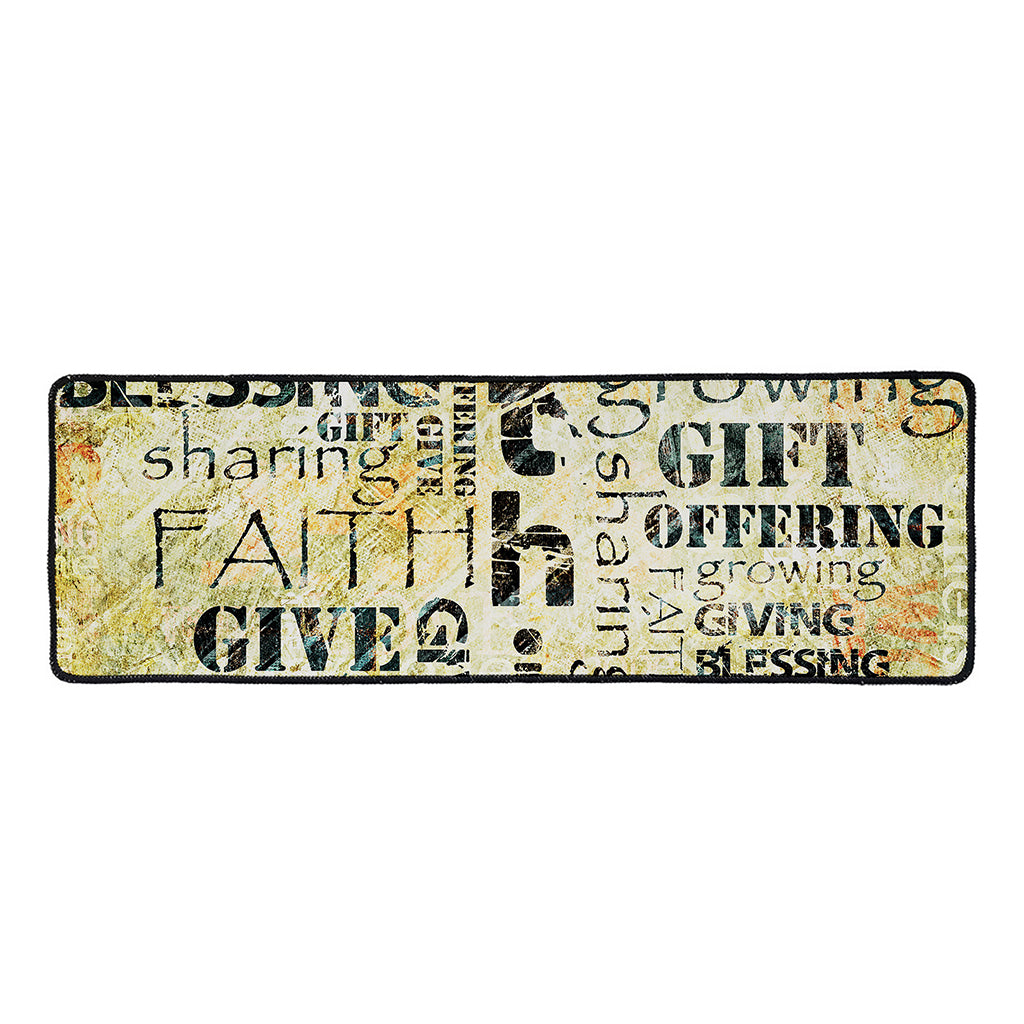 Giving And Tithing Religious Words Print Long Kitchen Mat