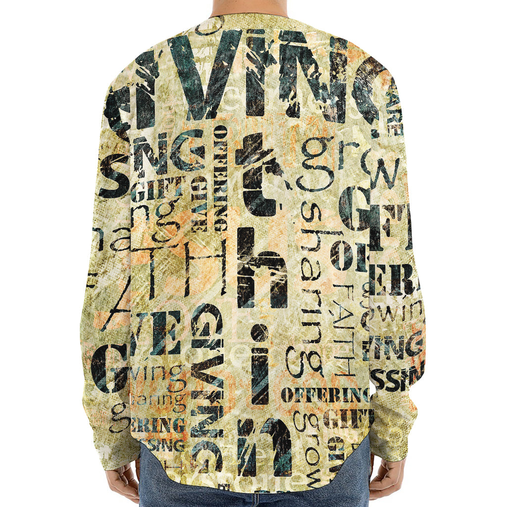 Giving And Tithing Religious Words Print Long Sleeve Baseball Jersey