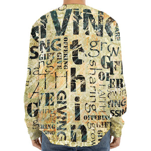 Giving And Tithing Religious Words Print Long Sleeve Baseball Jersey