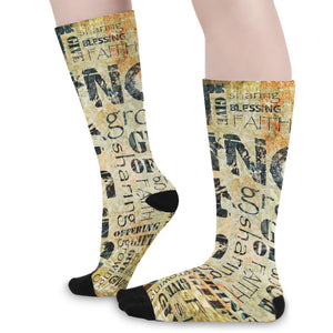 Giving And Tithing Religious Words Print Long Socks