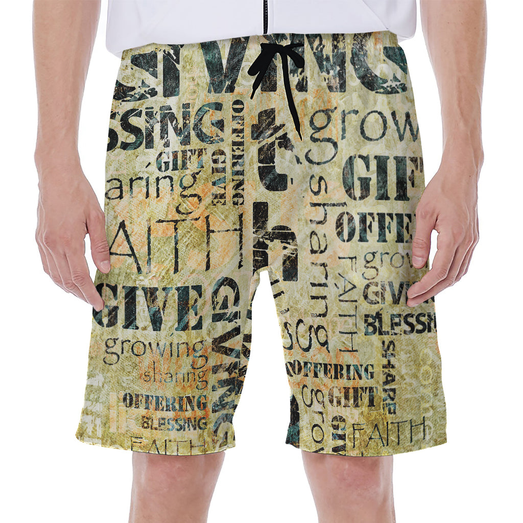 Giving And Tithing Religious Words Print Men's Beach Shorts