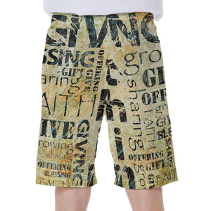 Giving And Tithing Religious Words Print Men's Beach Shorts