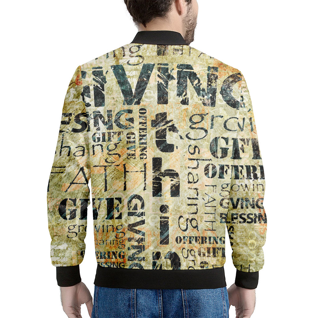 Giving And Tithing Religious Words Print Men's Bomber Jacket