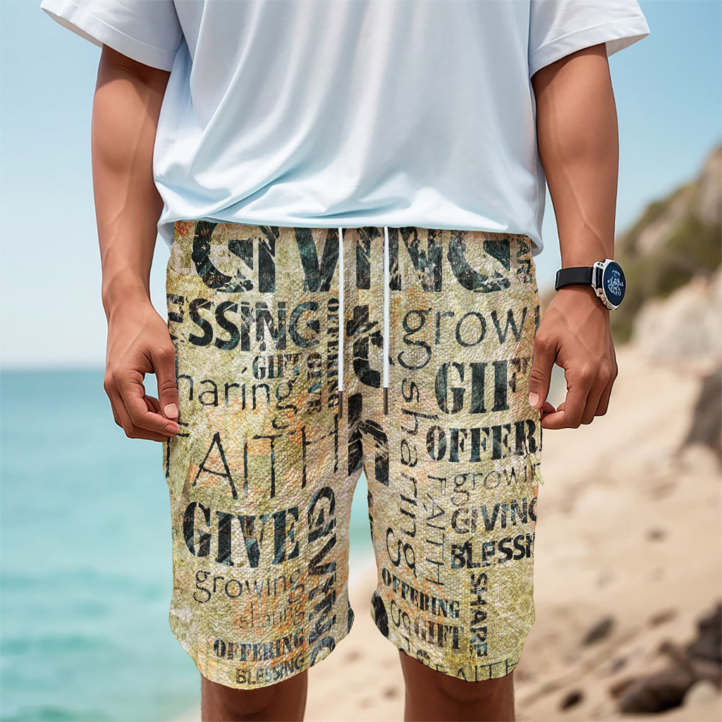 Giving And Tithing Religious Words Print Men's Cargo Shorts