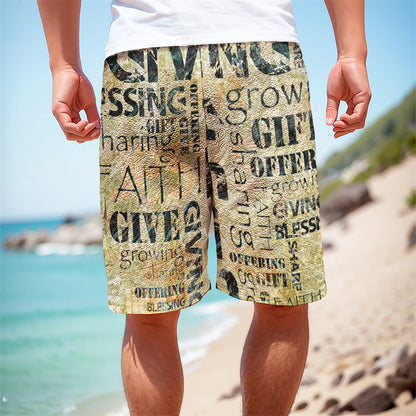 Giving And Tithing Religious Words Print Men's Cargo Shorts