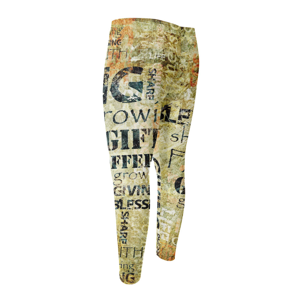 Giving And Tithing Religious Words Print Men's Compression Pants