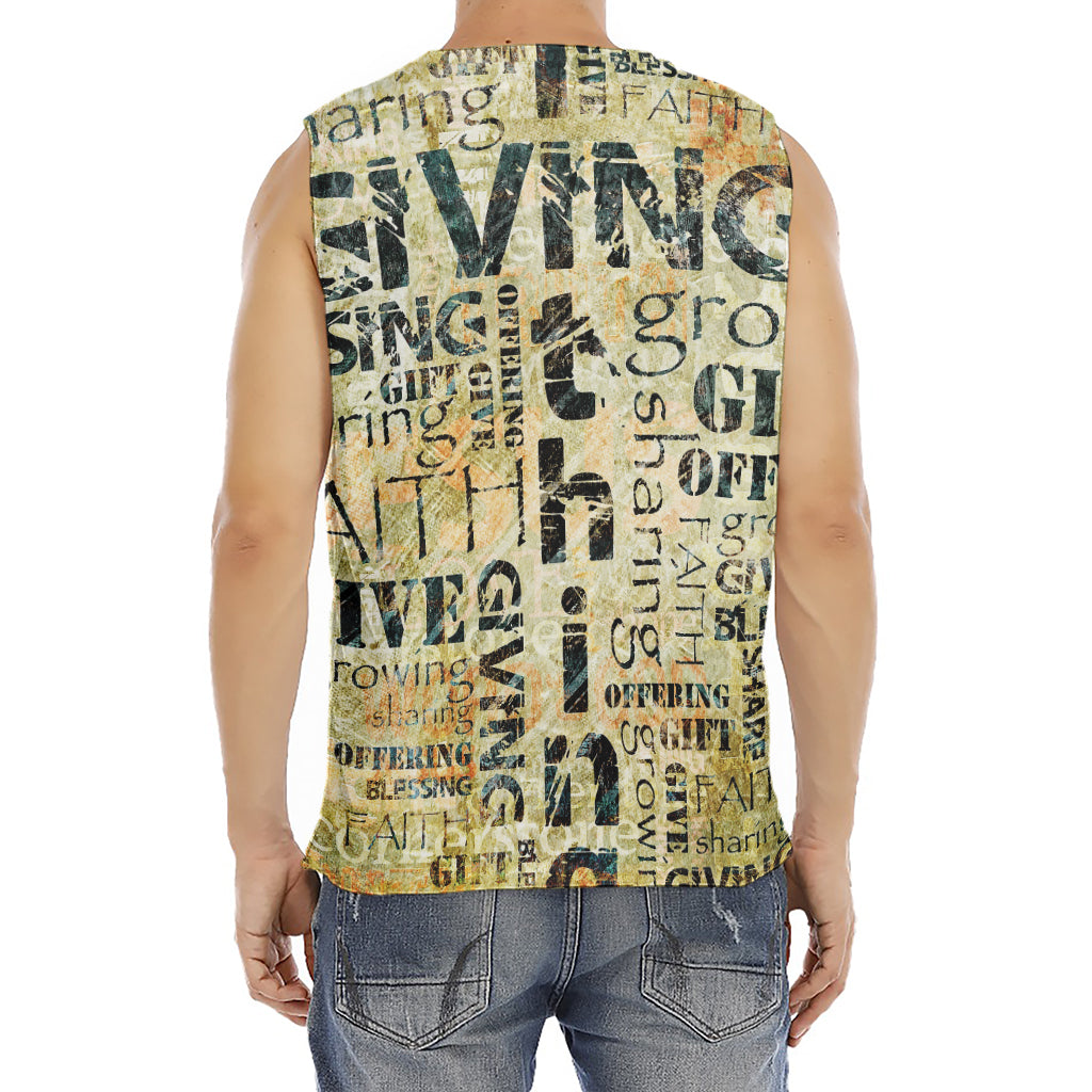Giving And Tithing Religious Words Print Men's Fitness Tank Top