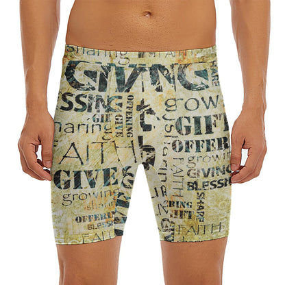 Giving And Tithing Religious Words Print Men's Long Boxer Briefs
