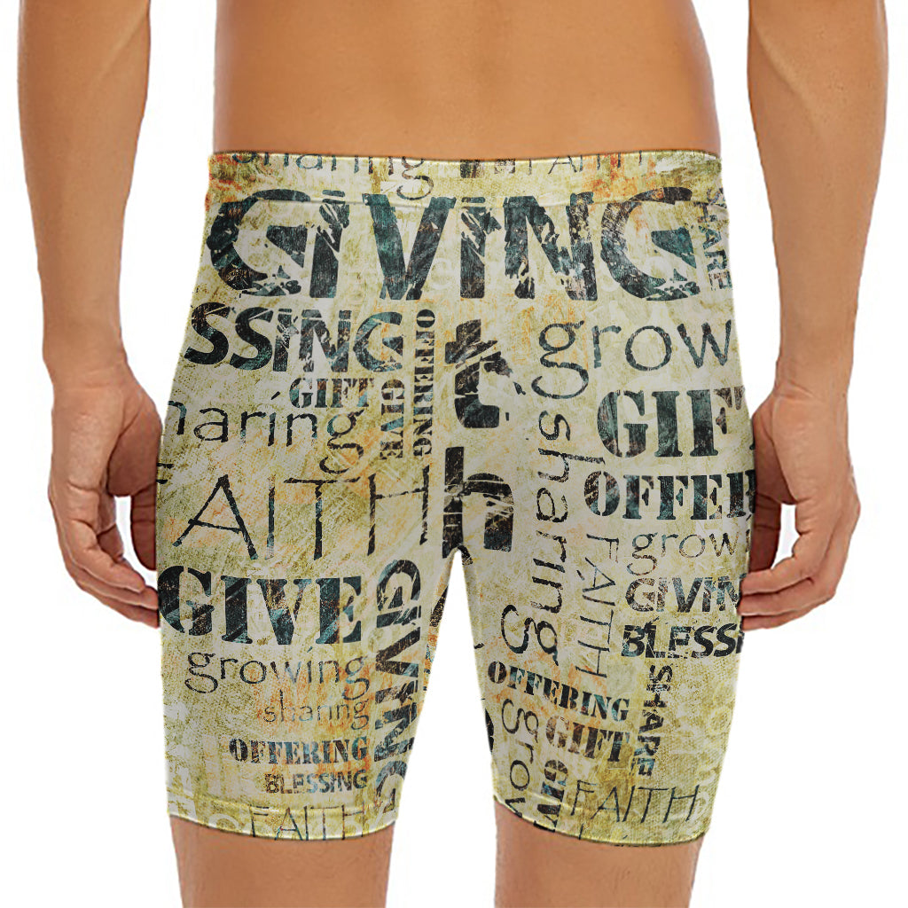 Giving And Tithing Religious Words Print Men's Long Boxer Briefs