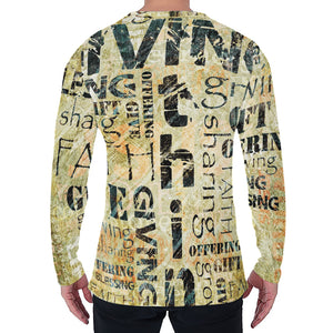 Giving And Tithing Religious Words Print Men's Long Sleeve T-Shirt