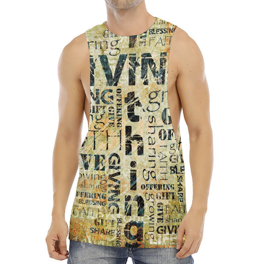 Giving And Tithing Religious Words Print Men's Muscle Tank Top