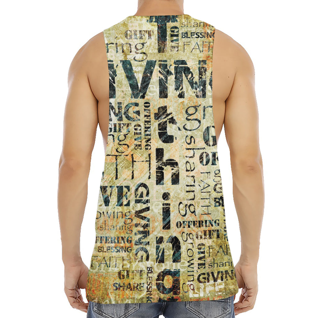 Giving And Tithing Religious Words Print Men's Muscle Tank Top