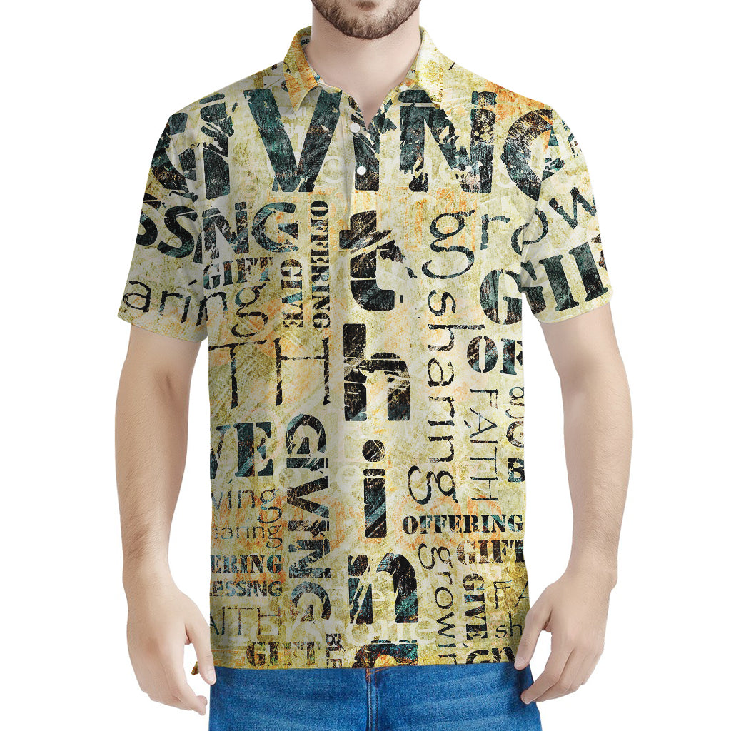 Giving And Tithing Religious Words Print Men's Polo Shirt