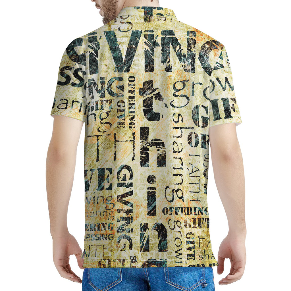 Giving And Tithing Religious Words Print Men's Polo Shirt