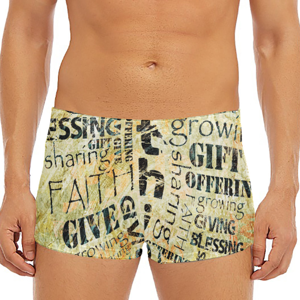Giving And Tithing Religious Words Print Men's Short Boxer Briefs