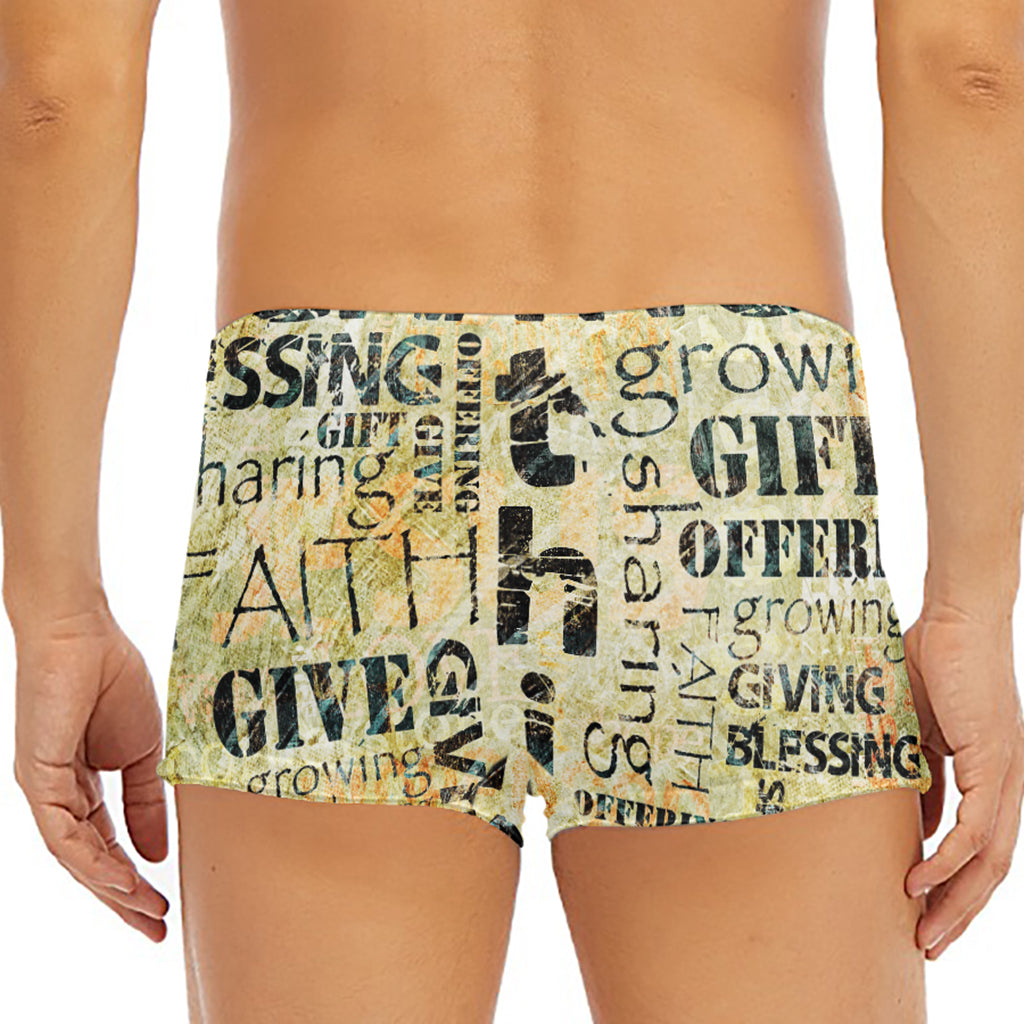 Giving And Tithing Religious Words Print Men's Short Boxer Briefs