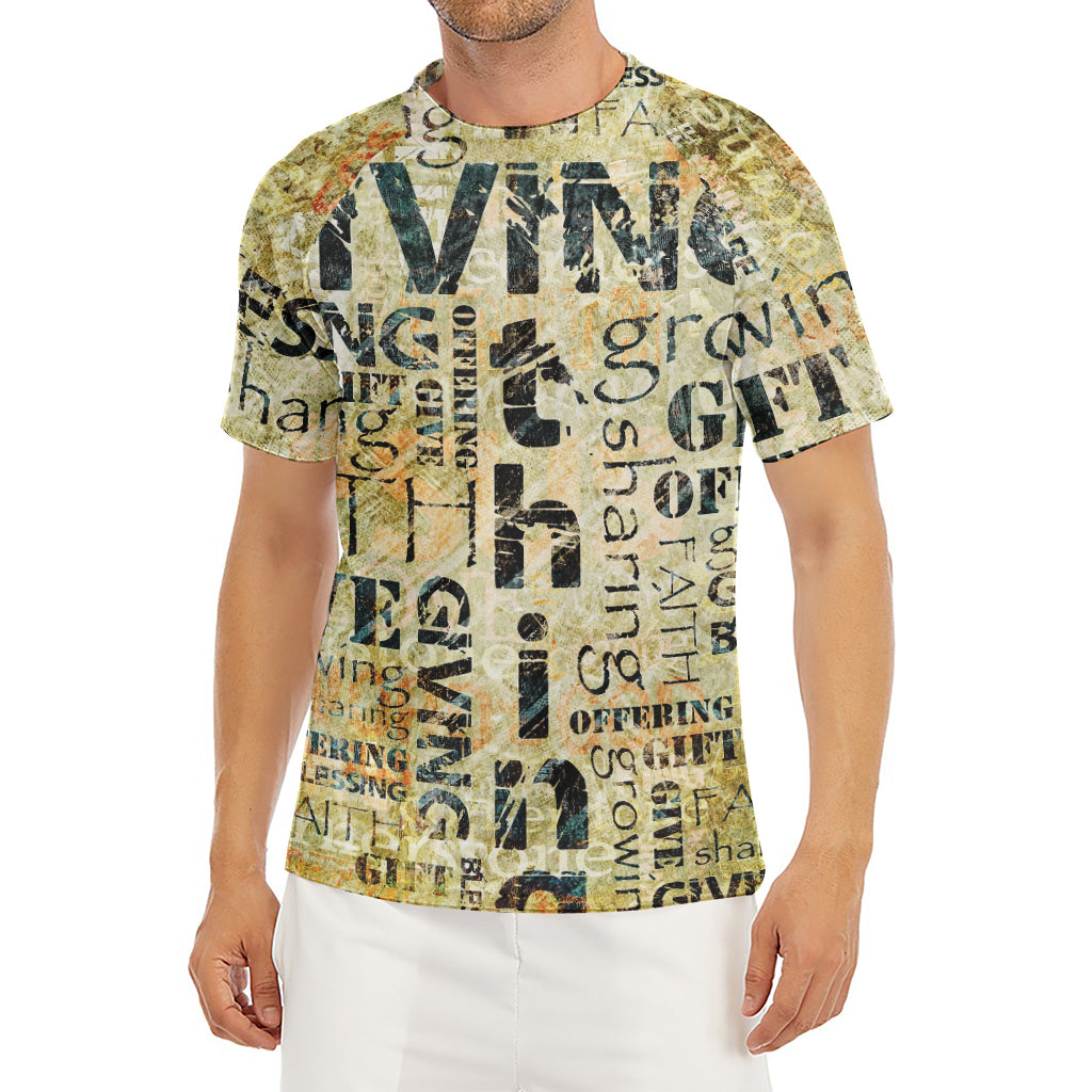 Giving And Tithing Religious Words Print Men's Short Sleeve Rash Guard