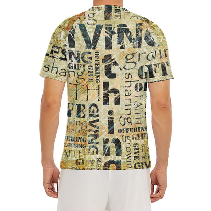 Giving And Tithing Religious Words Print Men's Short Sleeve Rash Guard