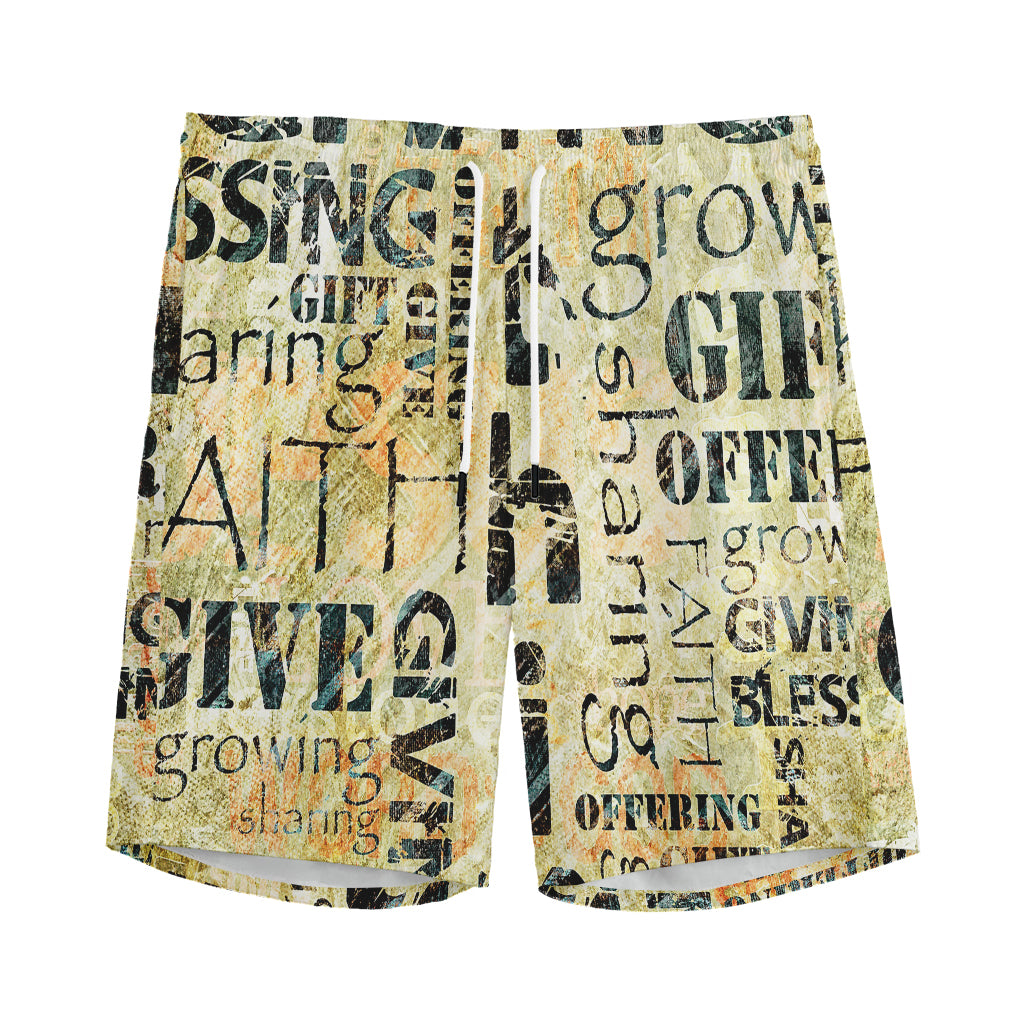 Giving And Tithing Religious Words Print Men's Sports Shorts
