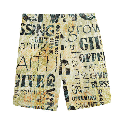 Giving And Tithing Religious Words Print Men's Sports Shorts