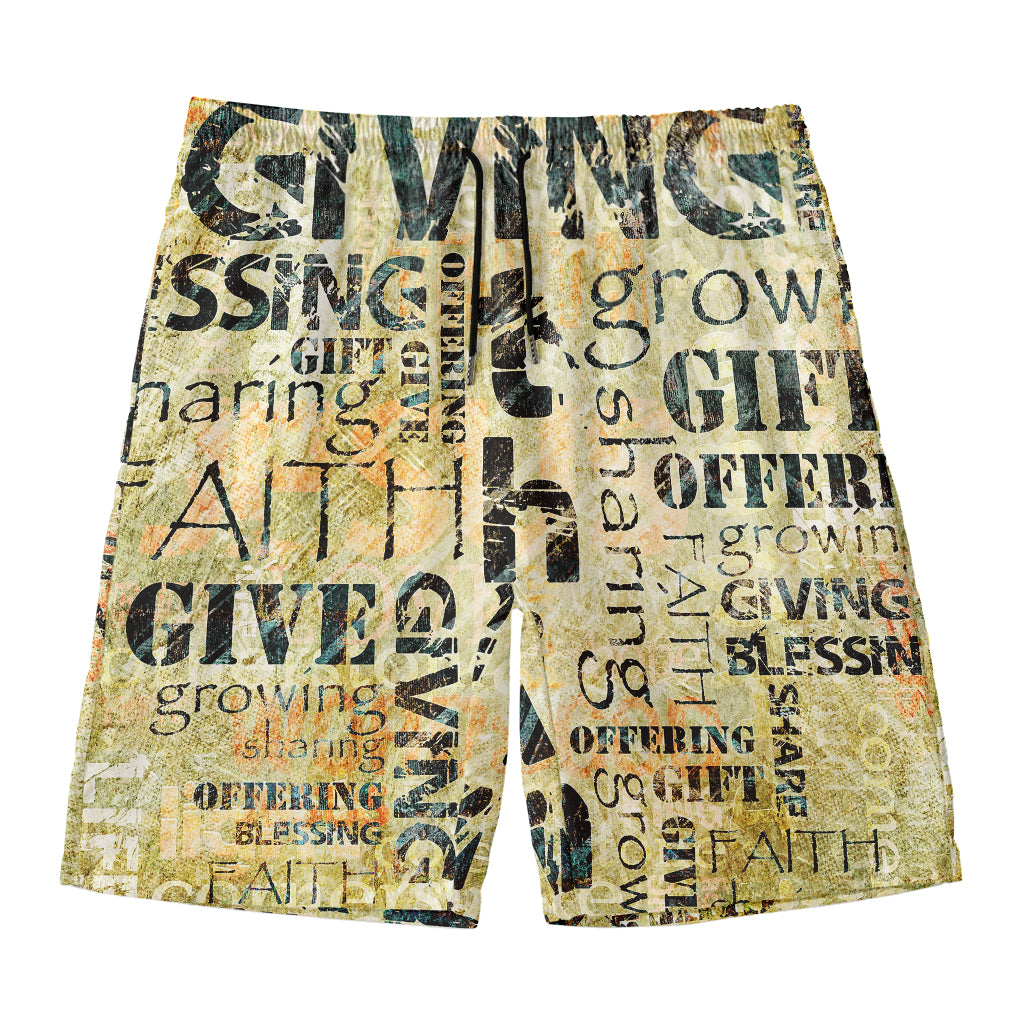 Giving And Tithing Religious Words Print Men's Swim Trunks