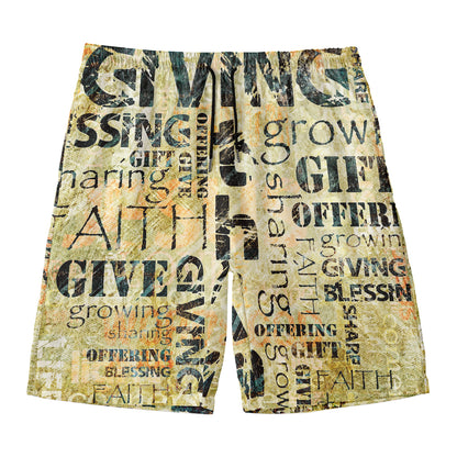 Giving And Tithing Religious Words Print Men's Swim Trunks