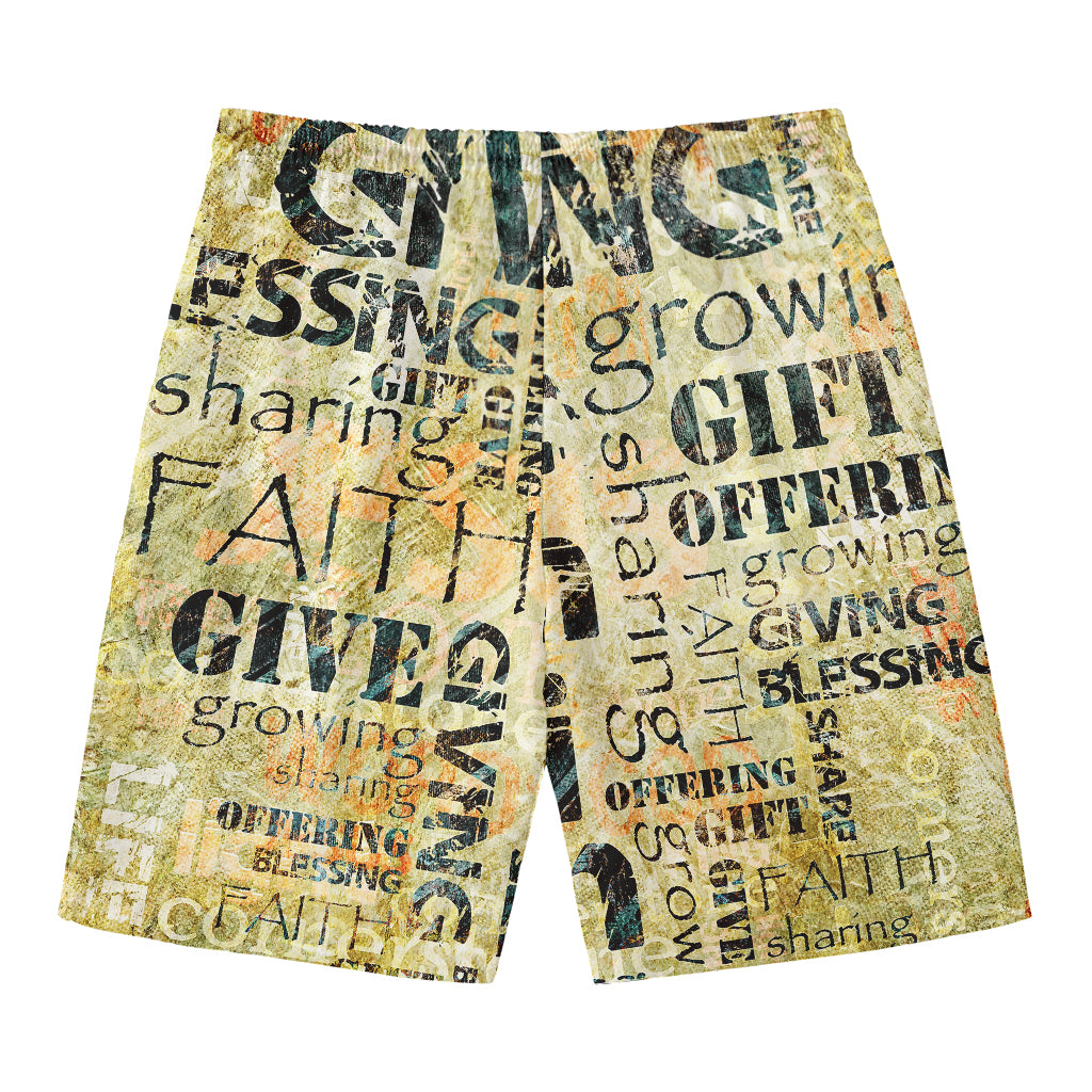 Giving And Tithing Religious Words Print Men's Swim Trunks