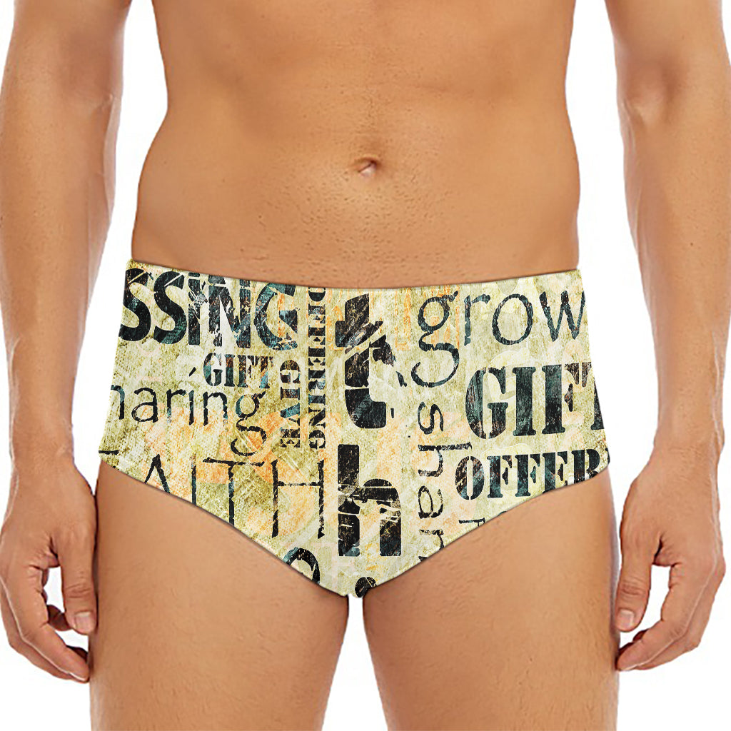 Giving And Tithing Religious Words Print Men's Triangle Swim Briefs