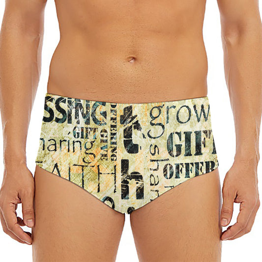 Giving And Tithing Religious Words Print Men's Triangle Swim Briefs