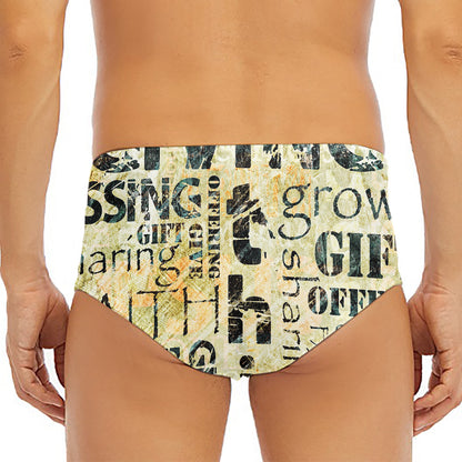 Giving And Tithing Religious Words Print Men's Triangle Swim Briefs