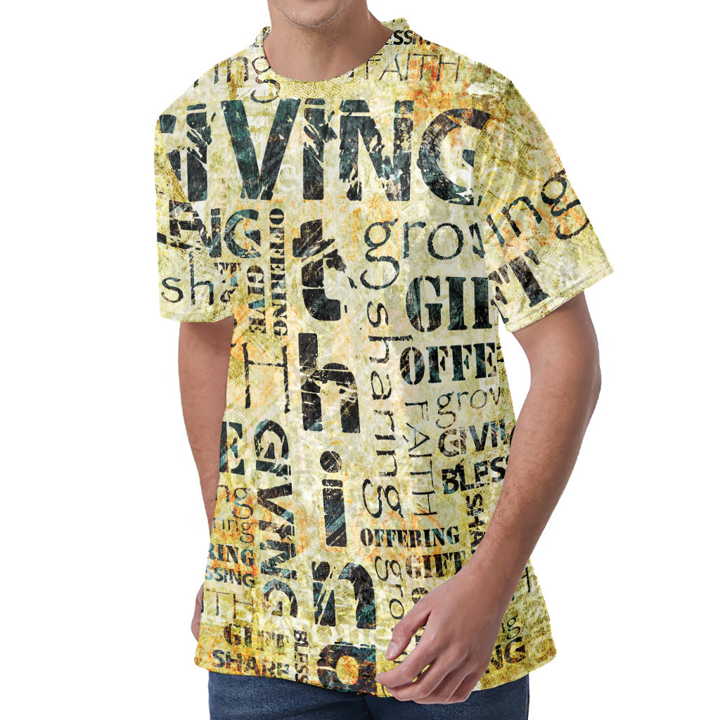 Giving And Tithing Religious Words Print Men's Velvet T-Shirt