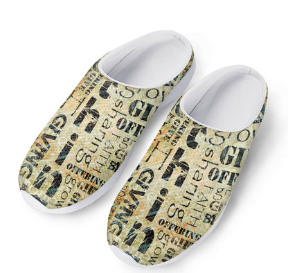 Giving And Tithing Religious Words Print Mesh Casual Shoes