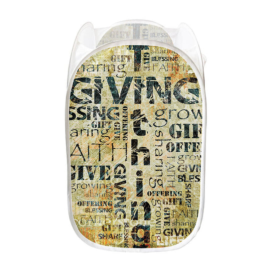 Giving And Tithing Religious Words Print Mesh Laundry Hamper