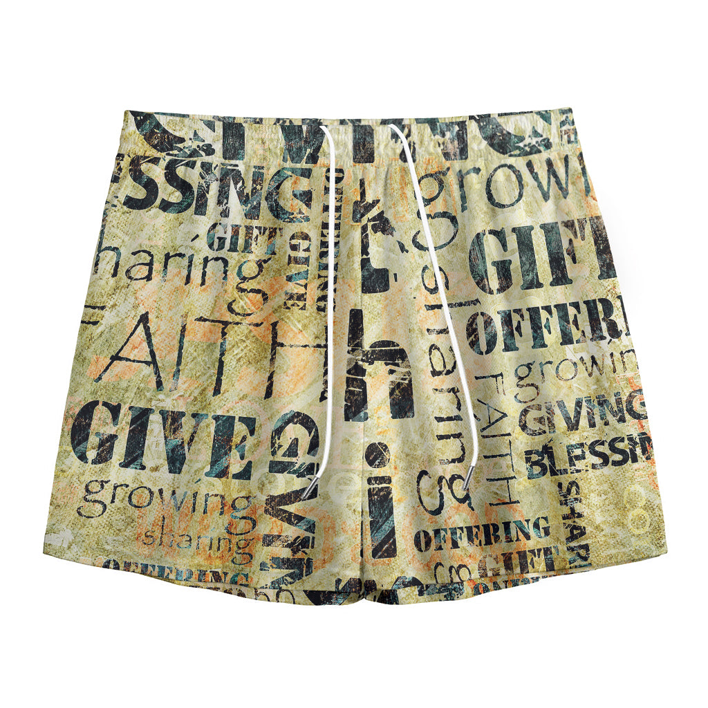 Giving And Tithing Religious Words Print Mesh Shorts