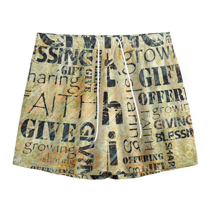 Giving And Tithing Religious Words Print Mesh Shorts