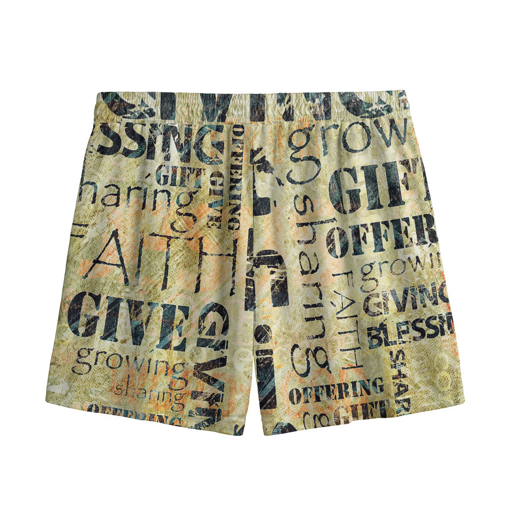 Giving And Tithing Religious Words Print Mesh Shorts