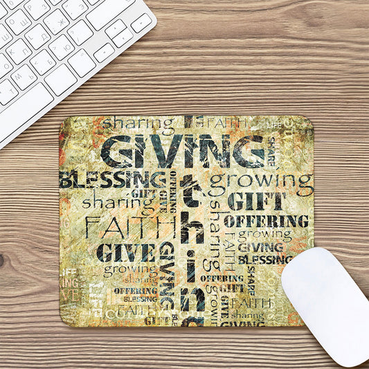 Giving And Tithing Religious Words Print Mouse Pad