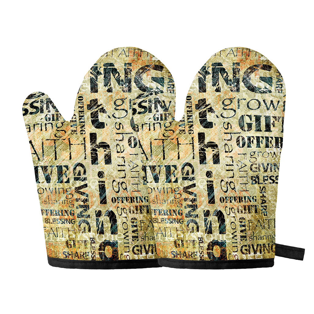 Giving And Tithing Religious Words Print Oven Mitts