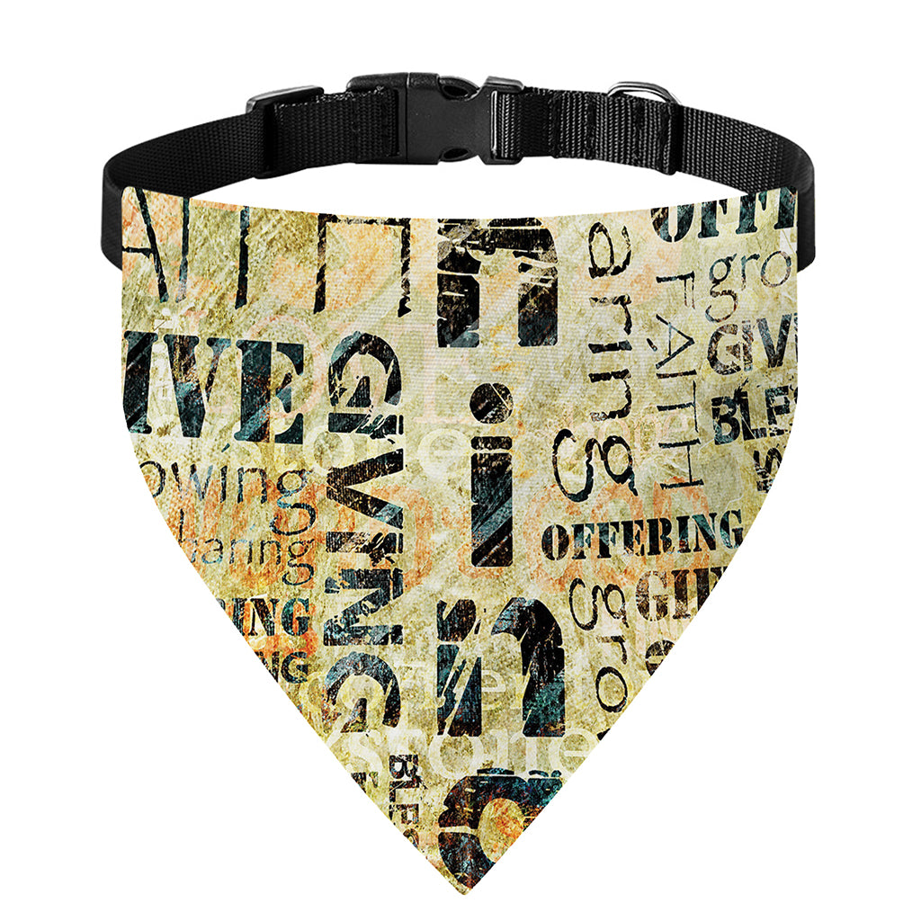 Giving And Tithing Religious Words Print Over The Collar Dog Bandana