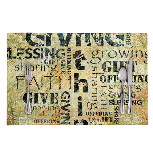 Giving And Tithing Religious Words Print Placemat